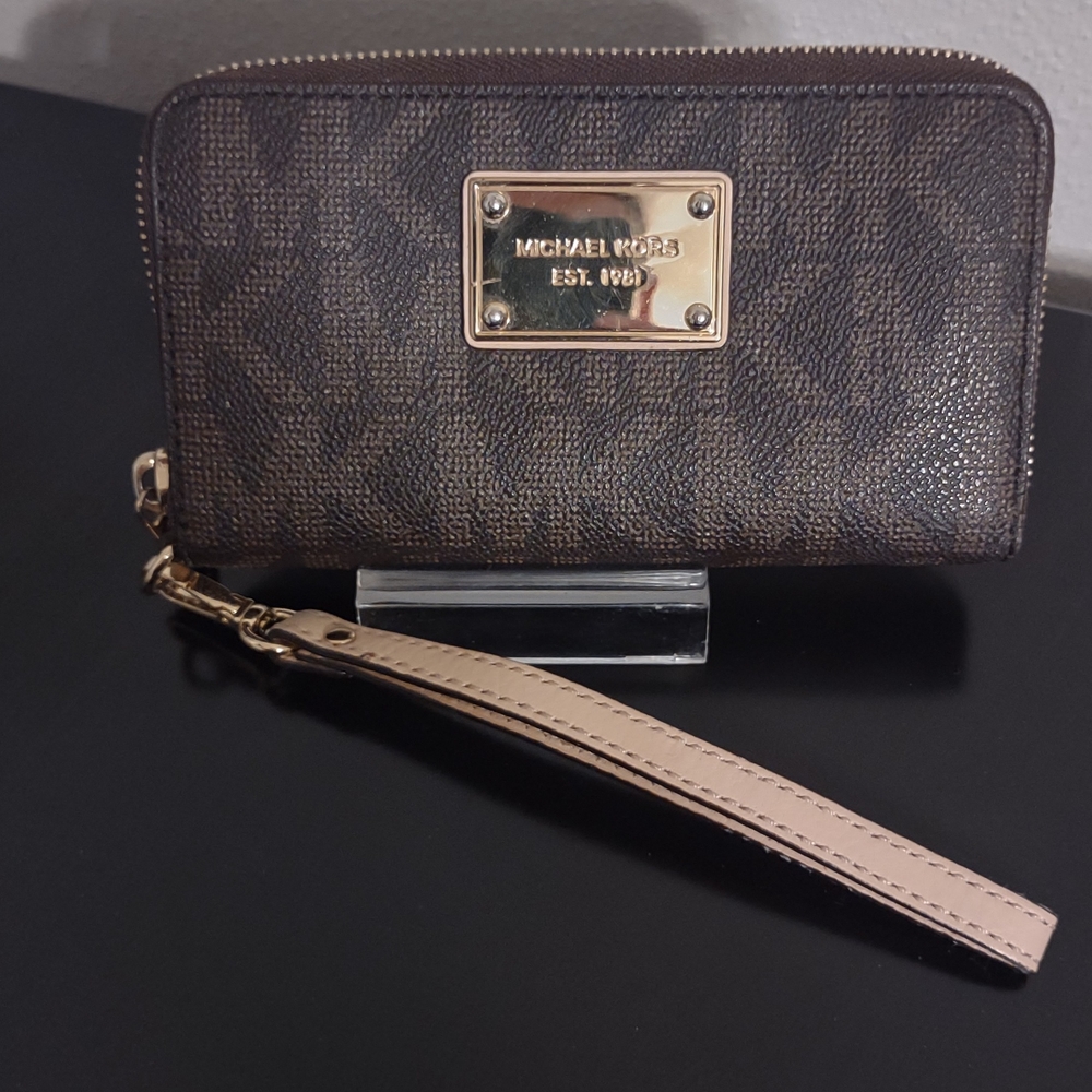 Michael Kors Brown Wristlet Clutch